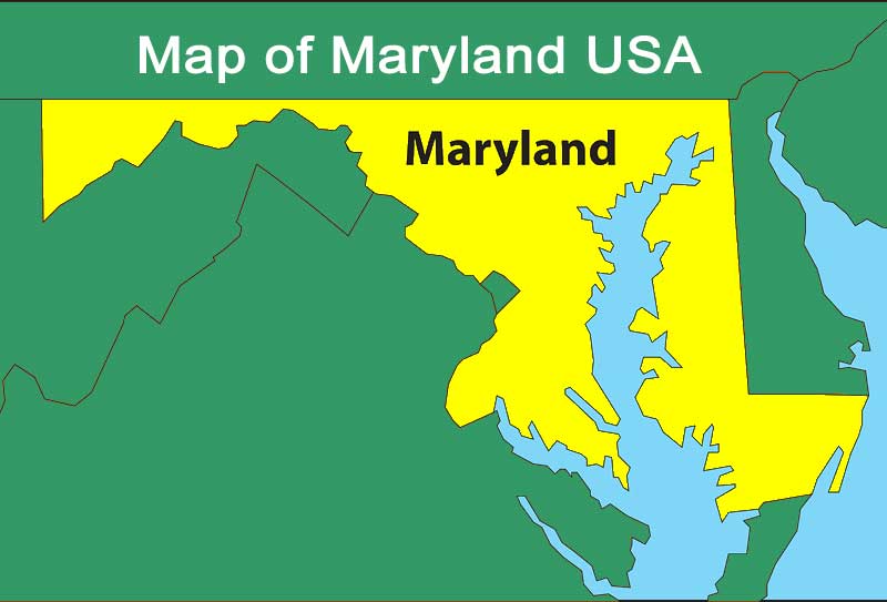 Map of Maryland USA