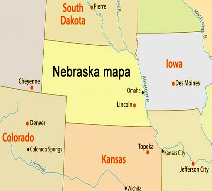 Nebraska mapa | mapa Nebraska