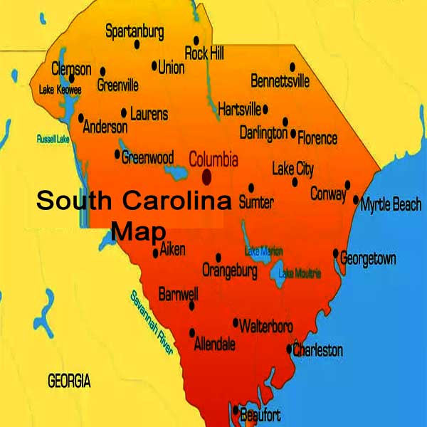 South Carolina map