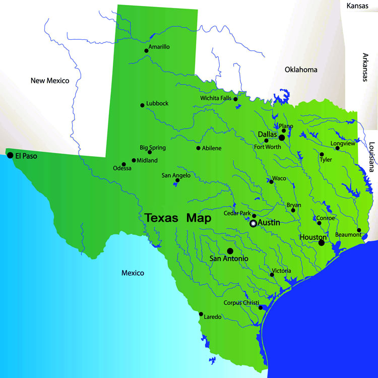 Texas map USA | Mapa Texas USA