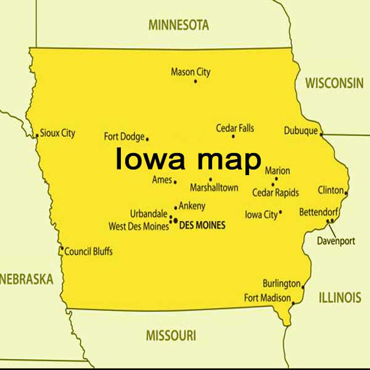 Iowa map | Iowa on map of USA
