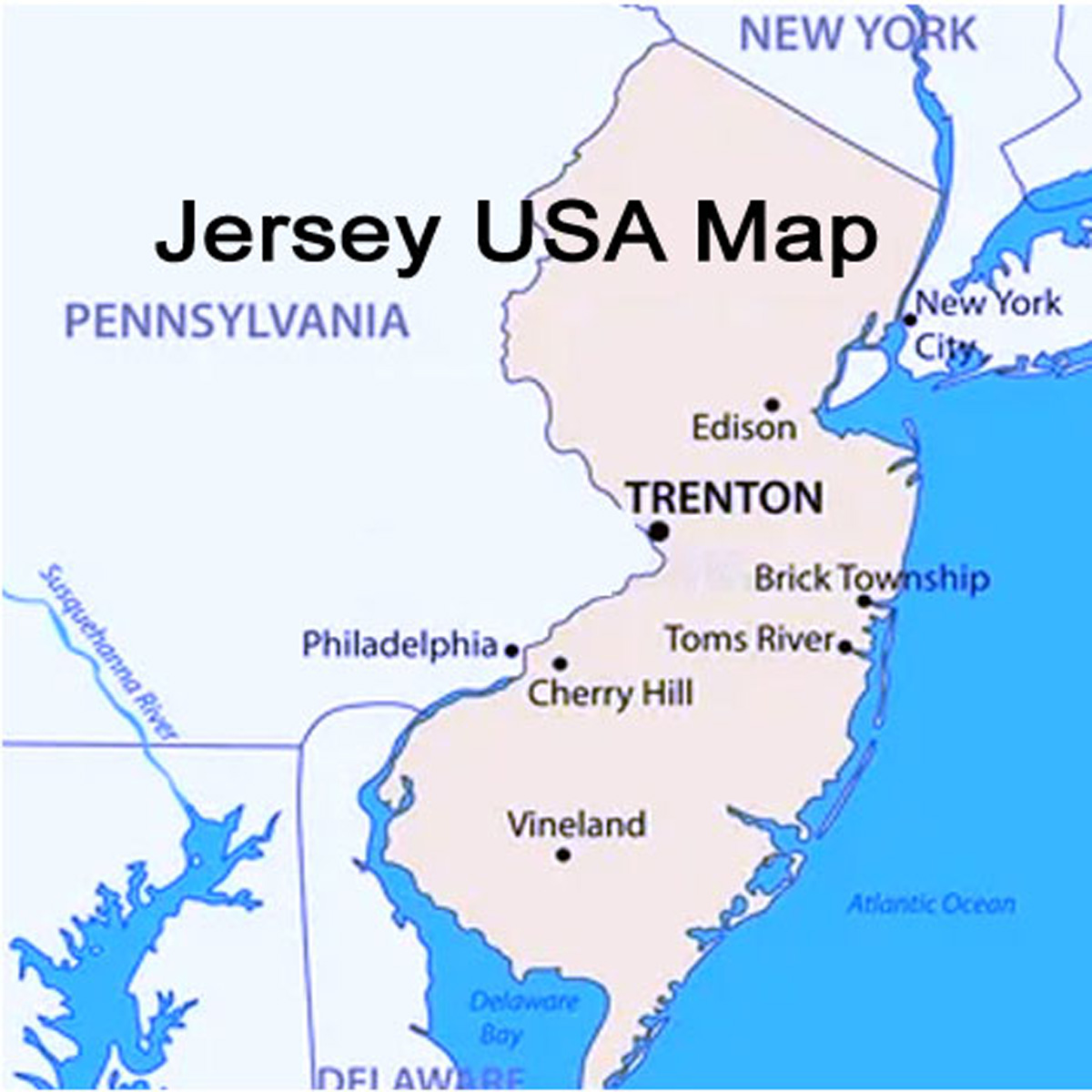 Jersey USA map | New Jersey in map of USA
