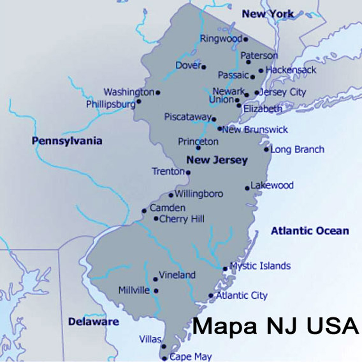 mapa nj usa